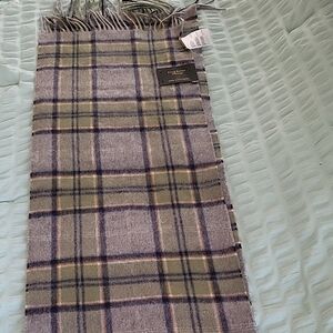 Club Room Cashmere Plaid Scarf in Gray, Olive Green and Blue